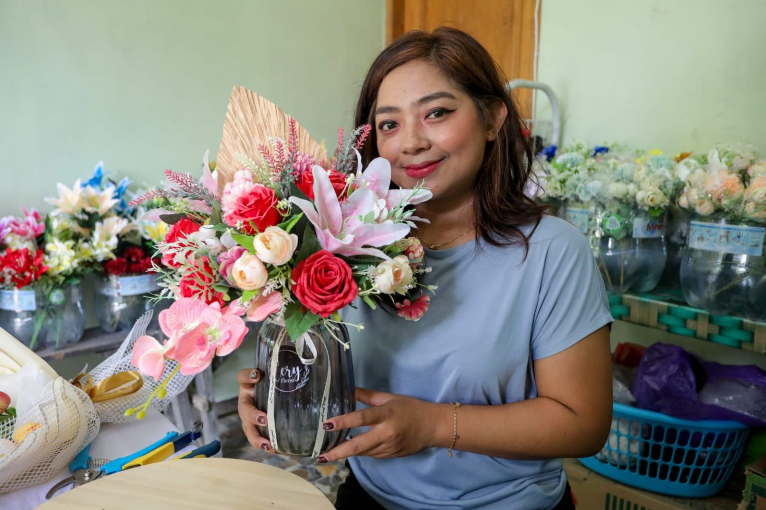 Berkat Bisnis Bunga, Cery Mampu Raup Omzet Puluhan Juta dengan Bantuan Lapak Ganjar